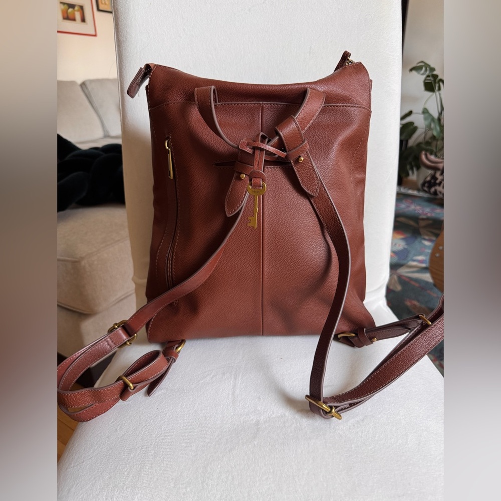 Fossil Brown Leather Backpack - Picture 2 of 5